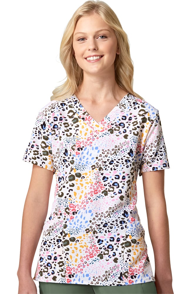 Clearance Women's Been Spotted Print Scrub Top WonderWink Clearance Women's Been Spotted Print Scrub Top -Silverts-shop 1 wk 6157 printclearancebsd 650