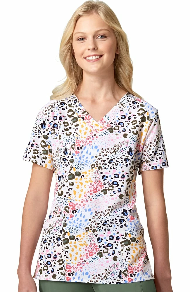 WonderWink Clearance Women's Been Spotted Print Scrub Top