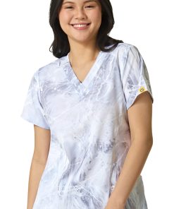 WonderWink Clearance Women's Cool Marble Print Scrub Top