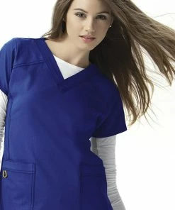 WonderWink Clearance Women's Sporty V-Neck Solid Scrub Top