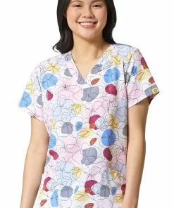 WonderWink Clearance Women's Petal Lined Print Scrub Top