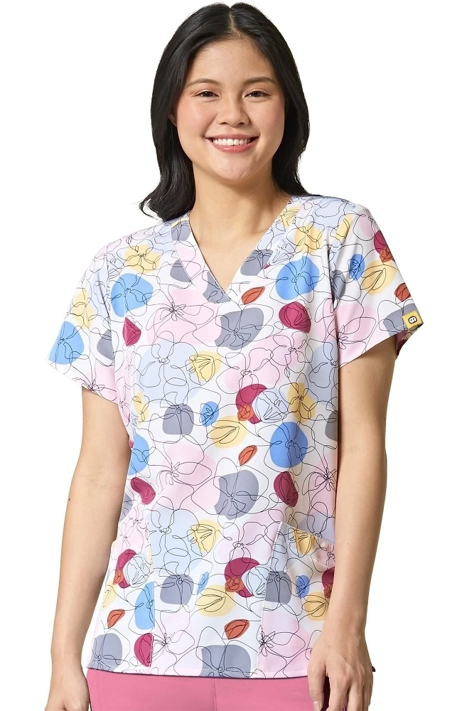 WonderWink Clearance Women's Petal Lined Print Scrub Top