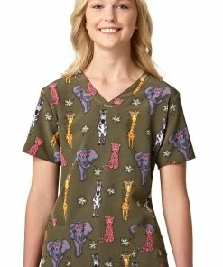WonderWink Clearance Women's Safari Summer Print Scrub Top