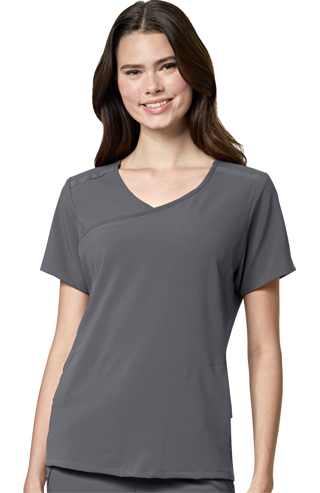 Women's Mock Wrap Solid Scrub Top WonderWink Women's Mock Wrap Solid Scrub Top -Silverts-shop 1 wk 6334 650