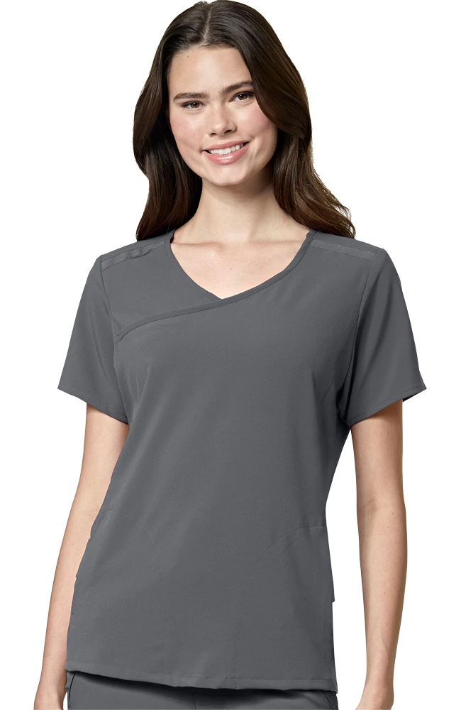 WonderWink Women's Mock Wrap Solid Scrub Top