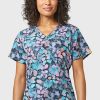 WonderWink Women's V-Neck Oshibana Print Scrub Top 1 WonderWink Women's V-Neck Oshibana Print Scrub Top -Silverts-shop 1 wk 6357 printosb 650
