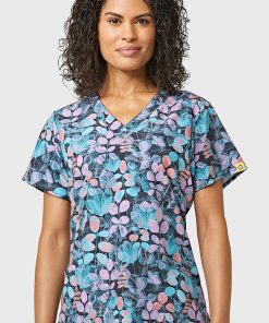 WonderWink Women's V-Neck Oshibana Print Scrub Top