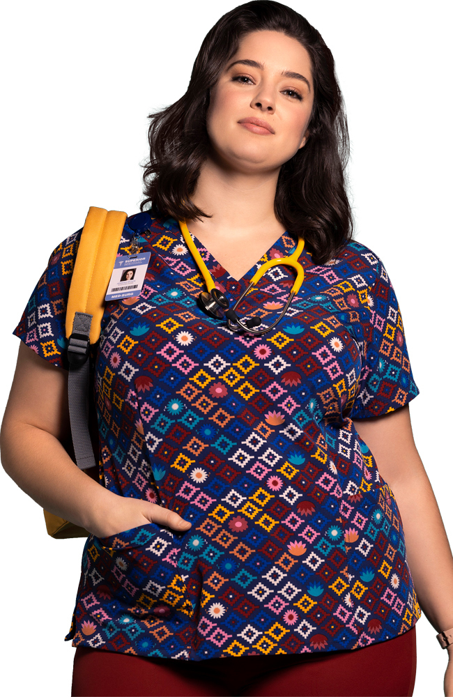 Clearance Women's Geo Mio Print Scrub Top WonderWink Clearance Women's Geo Mio Print Scrub Top -Silverts-shop 1 wk 6657 printclearancegom 650