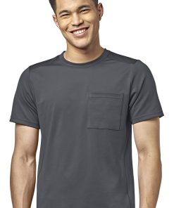 WonderWink Men's Moto Knit Crew Neck Solid Scrub Top