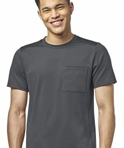 WonderWink Men's Moto Knit Crew Neck Solid Scrub Top