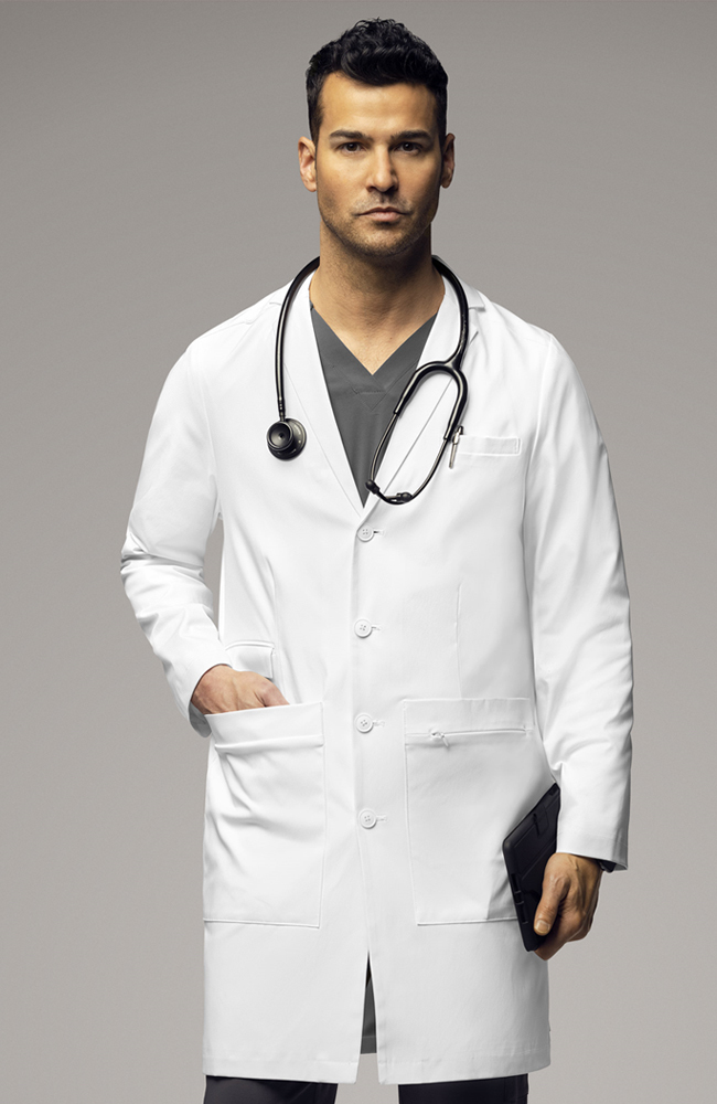 Men's 38" Lab Coat WonderWink Men's 38" Lab Coat -Silverts-shop 1 wk 7372 whi 650