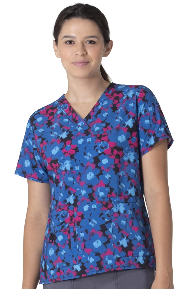 Carhartt Women's V-Neck Geo Blooms Print Scrub Top