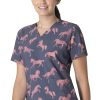 Carhartt Women's V-Neck Stallion Step Print Scrub Top -Silverts-shop 1 wk c12114 printsln 650