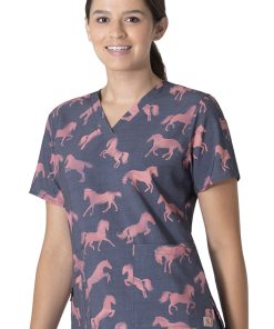 Carhartt Women's V-Neck Stallion Step Print Scrub Top