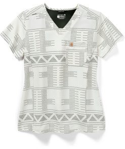 Carhartt Clearance Women's Tuck In Malt Geo Aztec Print Scrub Top