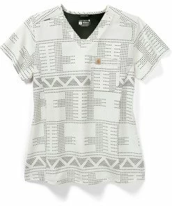 Carhartt Clearance Women's Tuck In Malt Geo Aztec Print Scrub Top