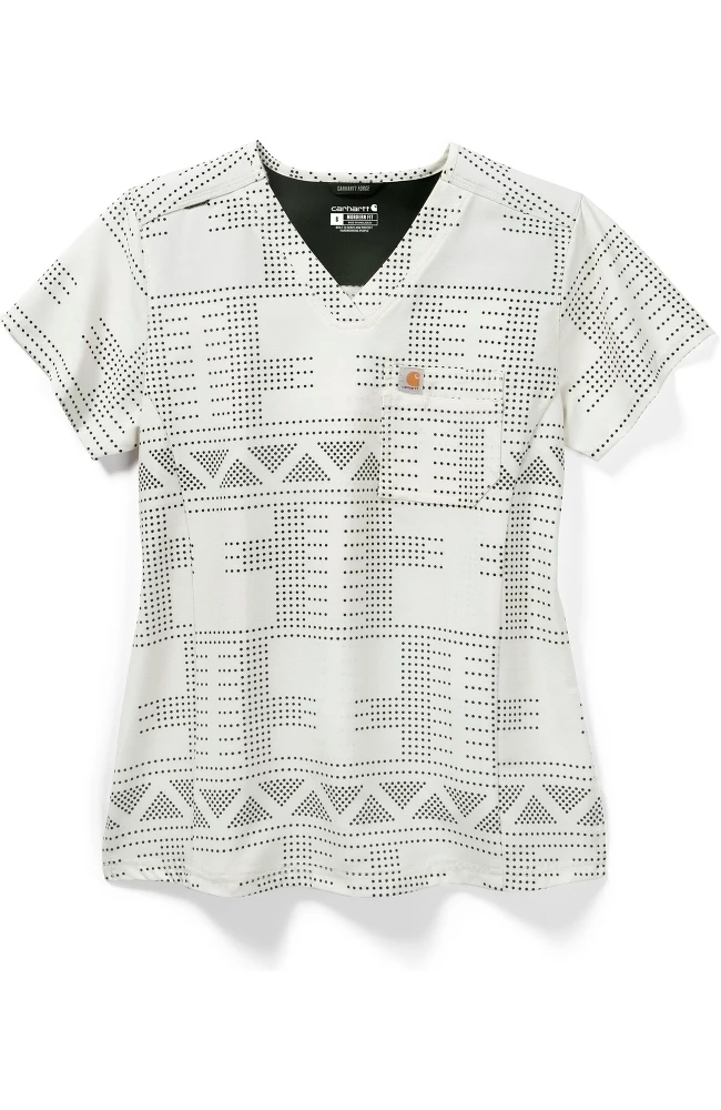 Carhartt Clearance Women's Tuck In Malt Geo Aztec Print Scrub Top