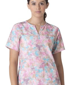 Carhartt Women's Notch Neck Grasslands Camo Print Scrub Top