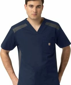 Carhartt Clearance Men's 2-Tone 6 Pocket Solid Scrub Top