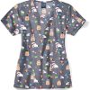Zoe And Chloe Women's V-Neck Hello Spring Print Scrub Top -Silverts-shop 1 wk z12202 printhls 650