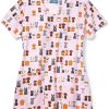Zoe And Chloe Clearance Women's Floofster Print Scrub Top -Silverts-shop 1 wk z12213 printclearanceflf 650