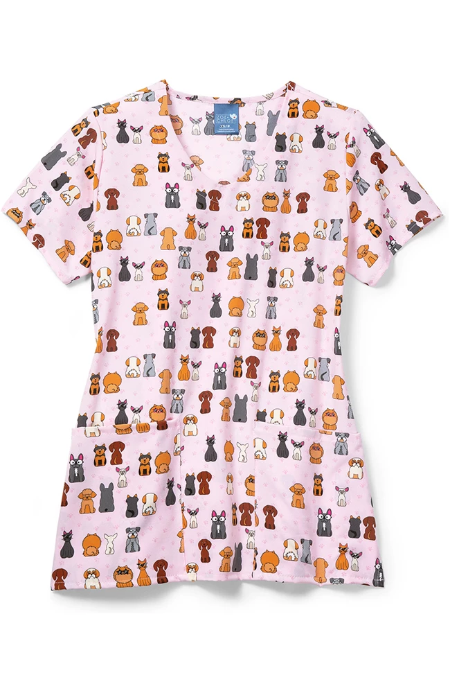 Zoe And Chloe Clearance Women's Floofster Print Scrub Top