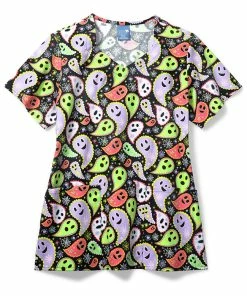Zoe And Chloe Clearance Women's Diamond Neck Dia De Los Paisley Print Scrub Top
