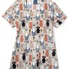 Zoe And Chloe Clearance Women's Diamond Neck Buster & Tiny Print Scrub Top -Silverts-shop 1 wk z15213 printclearancebut 650