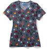 Zoe And Chloe Clearance Women's Diamond Neck Checking Paws Print Scrub Top 2 Zoe And Chloe Clearance Women's Diamond Neck Checking Paws Print Scrub Top -Silverts-shop 1 wk z15213 printclearanceckp 650