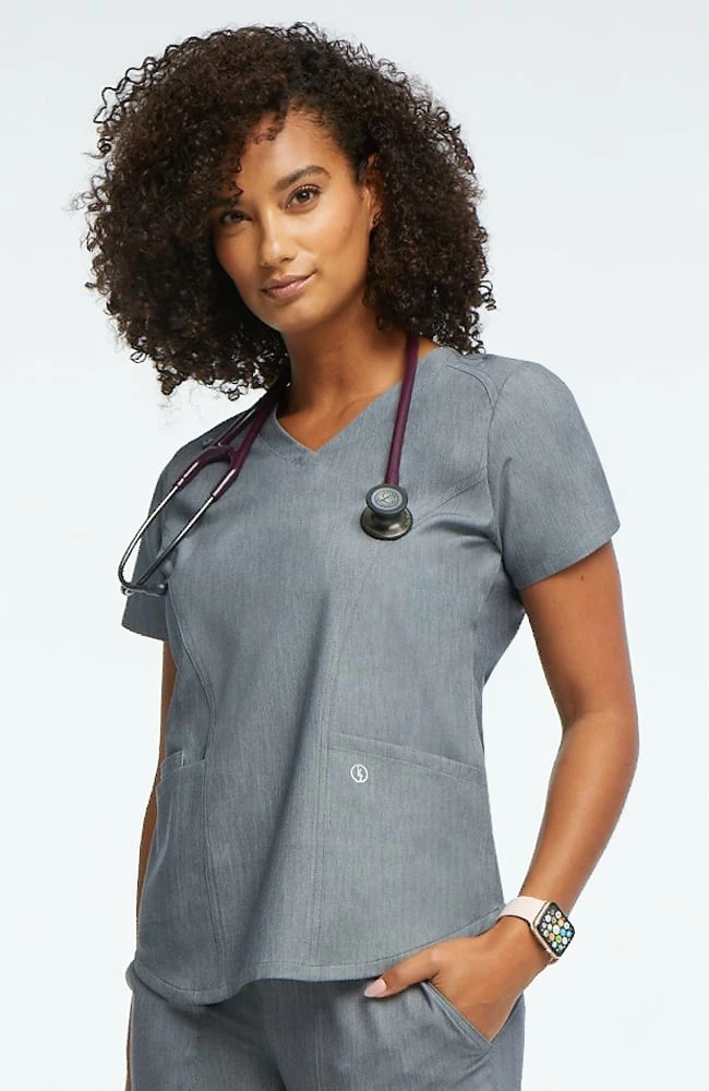 AllHeart Clearance Women's V-Neck Solid Scrub Top & Cargo Scrub Pant Set - Image 2