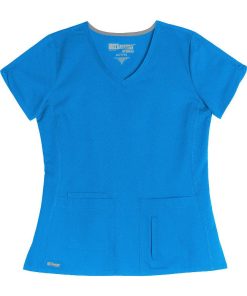 Grey's Anatomy Women's V-Neck Solid Scrub Top & Logo Elastic Waist Drawstring Scrub Pant Set -Silverts-shop 2 bc 19set 650