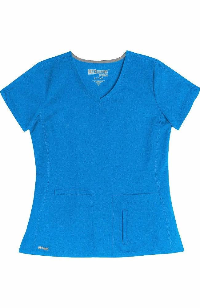 Grey's Anatomy Women's V-Neck Solid Scrub Top & Logo Elastic Waist Drawstring Scrub Pant Set - Image 2