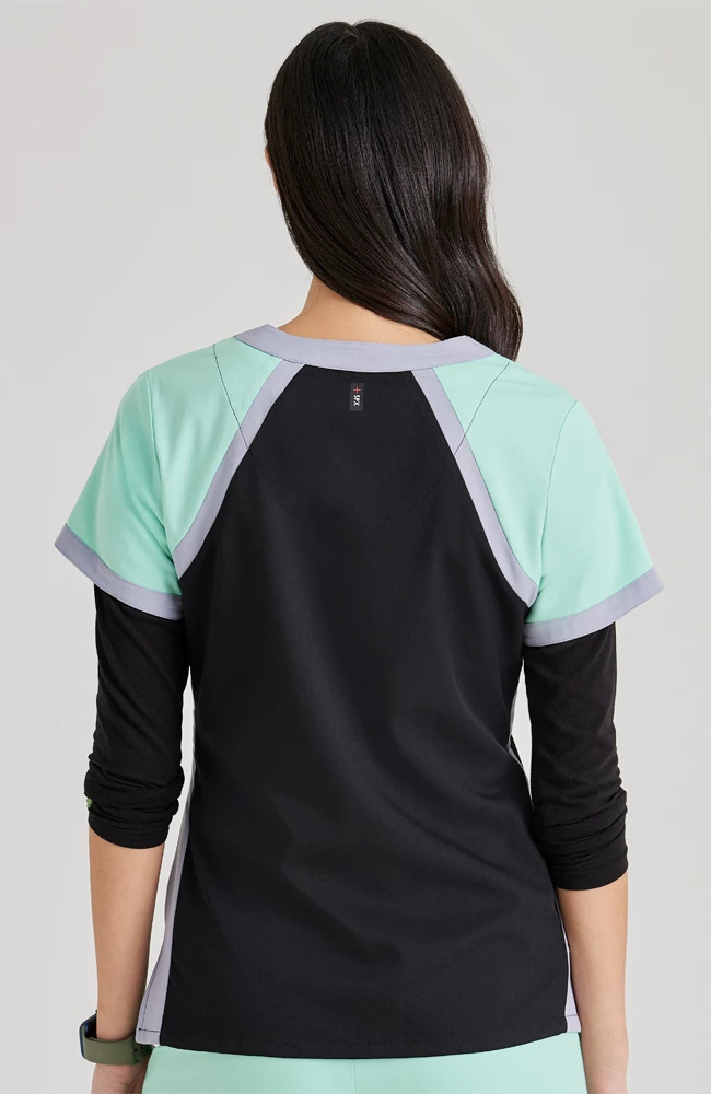 Grey's Anatomy Women's Tri-Color V-Neck Solid Scrub Top - Image 2