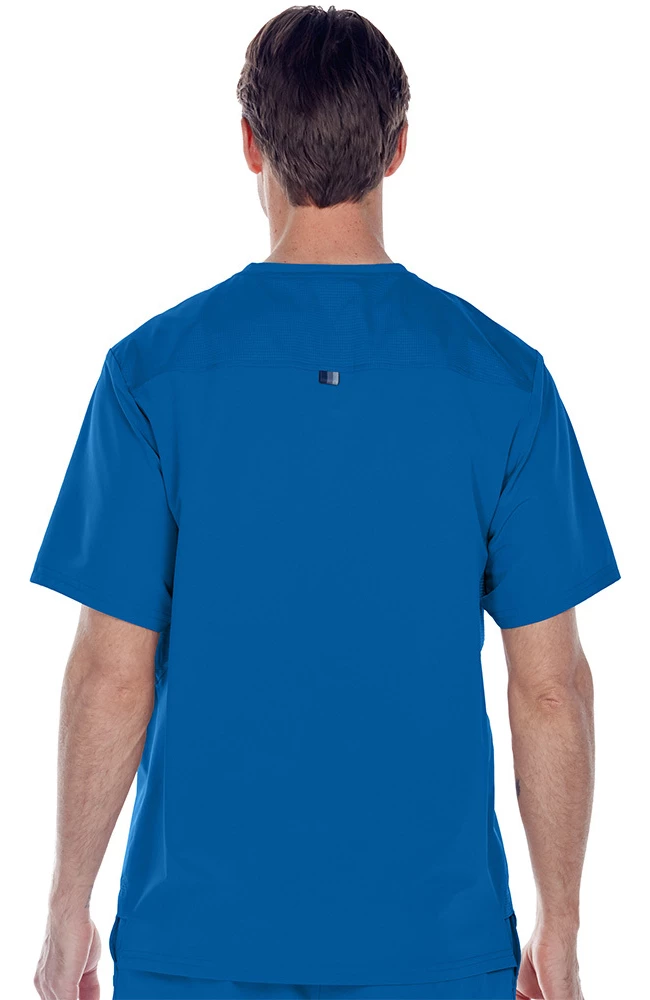 Barco One Clearance Men's V-Neck Mesh Yoke Solid Scrub Top - Image 2