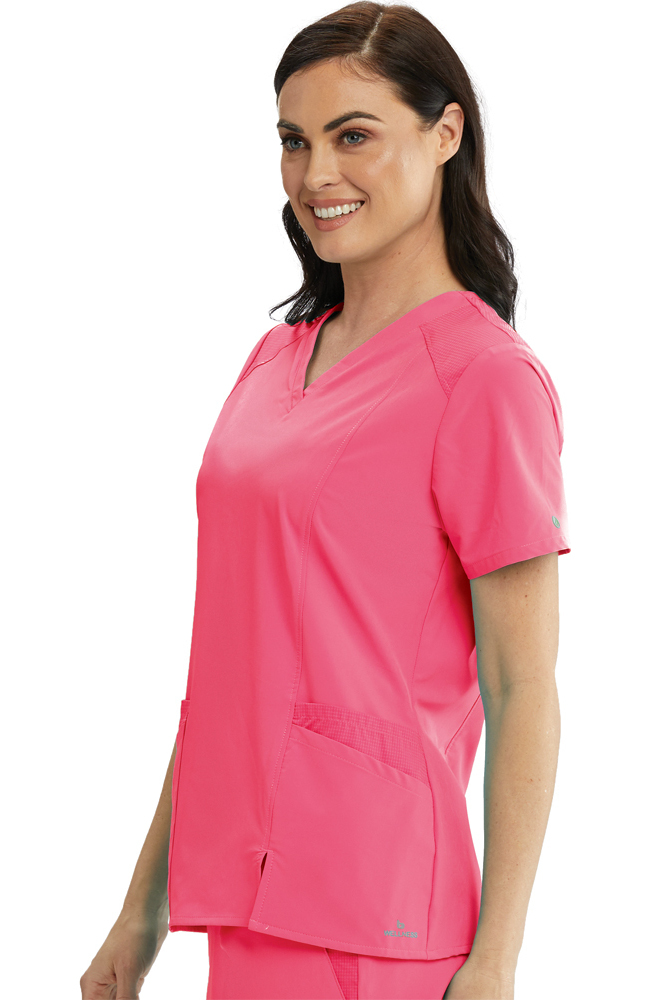 Clearance Women's V-Neck Contrast Mesh Solid Scrub Top Barco One Clearance Women's V-Neck Contrast Mesh Solid Scrub Top -Silverts-shop 2 bc bwt012 clearance 650