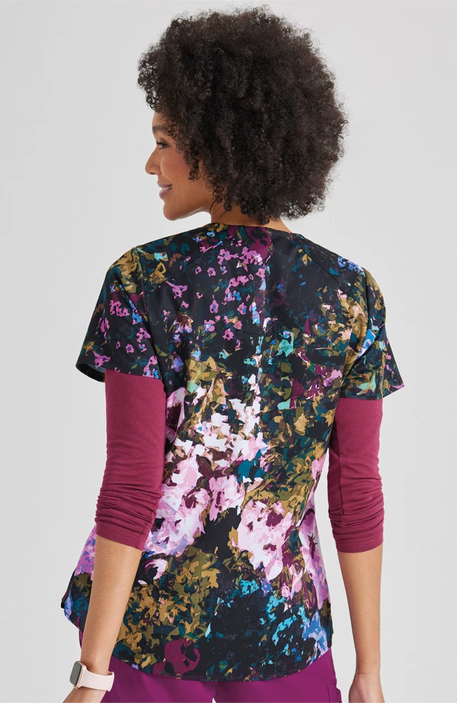 Grey's Anatomy Clearance Women's Autumn Meadow Print Scrub Top - Image 2
