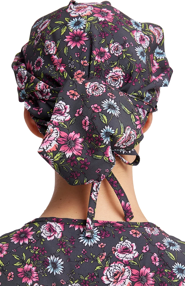 Cherokee Women's Romantic Garden Print Bouffant Scrub Hat - Image 2