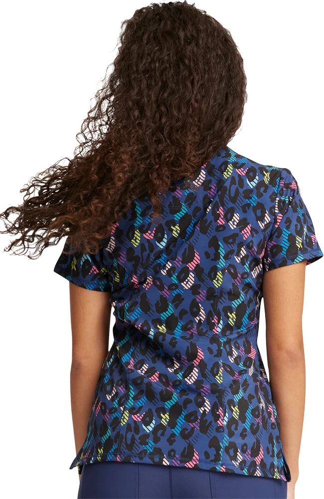 Cherokee Women's Mock Wrap Animal Pop Print Scrub Top - Image 2
