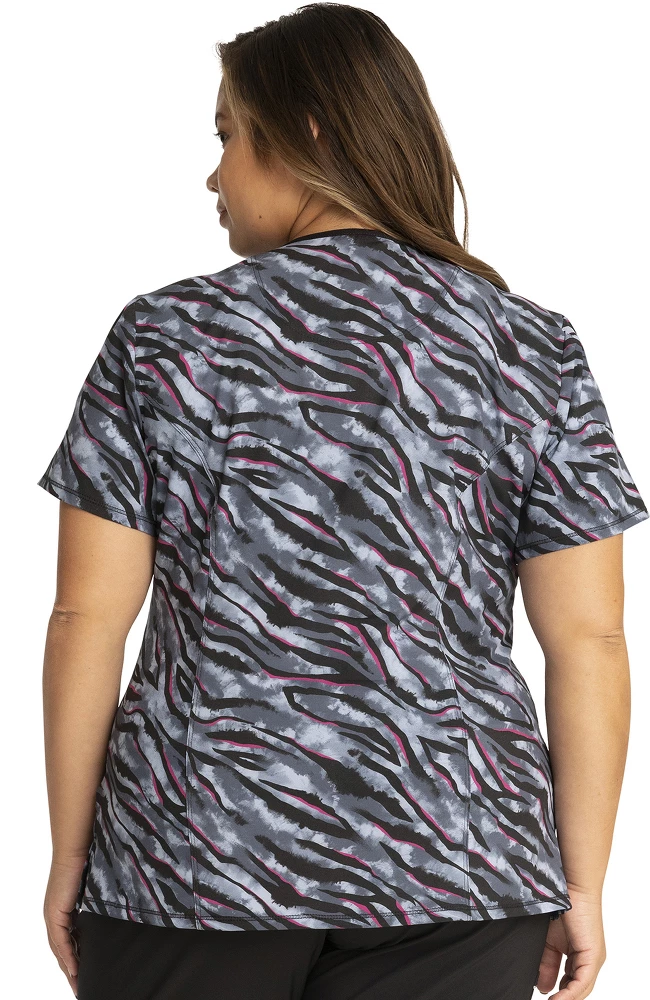 Cherokee Clearance Women's Mock Wrap Wild For Tie Dye Print Scrub Top - Image 2