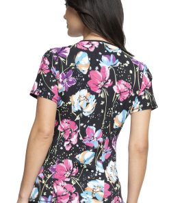 Cherokee Clearance Women's Painted Petals Print Scrub Top -Silverts-shop 2 ck ck609 printclearance 650 1