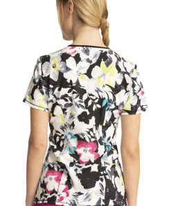 Cherokee Clearance Women's Inky Garden Print Scrub Top -Silverts-shop 2 ck ck609 printclearance 650 3