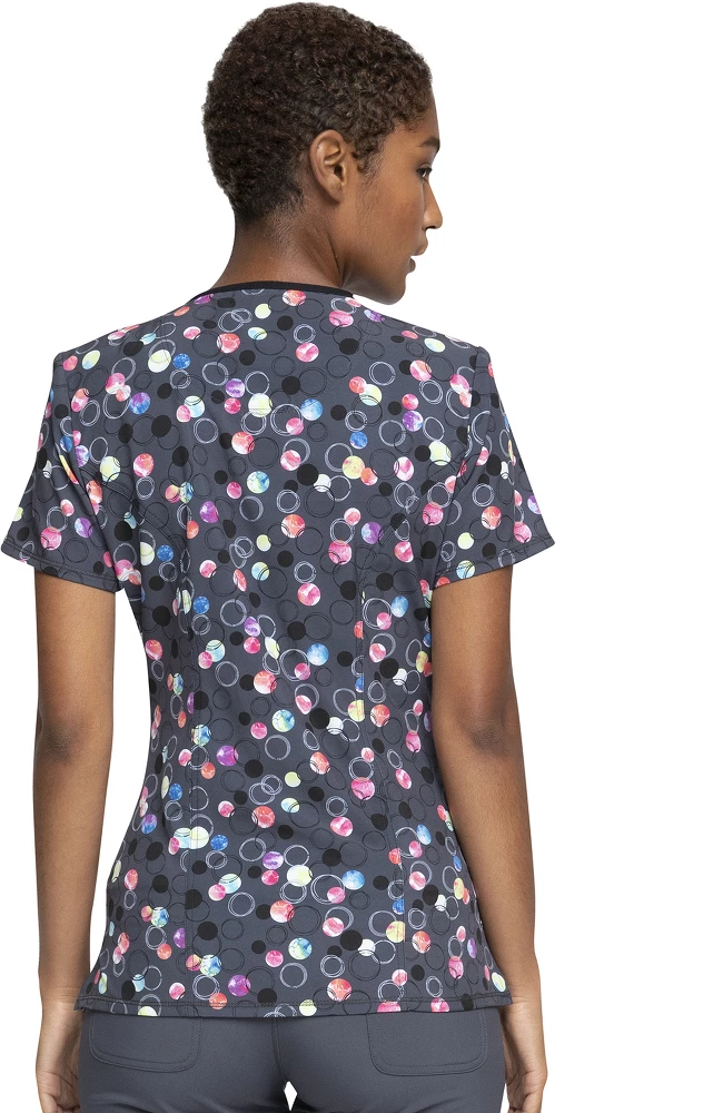 Cherokee Clearance Women's Dot's Brilliant Print Scrub Top - Image 2
