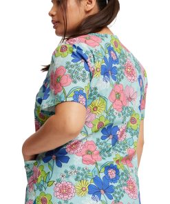 Cherokee Women's Mock Wrap Retro Buds Print Scrub Top 3 Cherokee Women's Mock Wrap Retro Buds Print Scrub Top -Silverts-shop 2 ck ck614 print 650