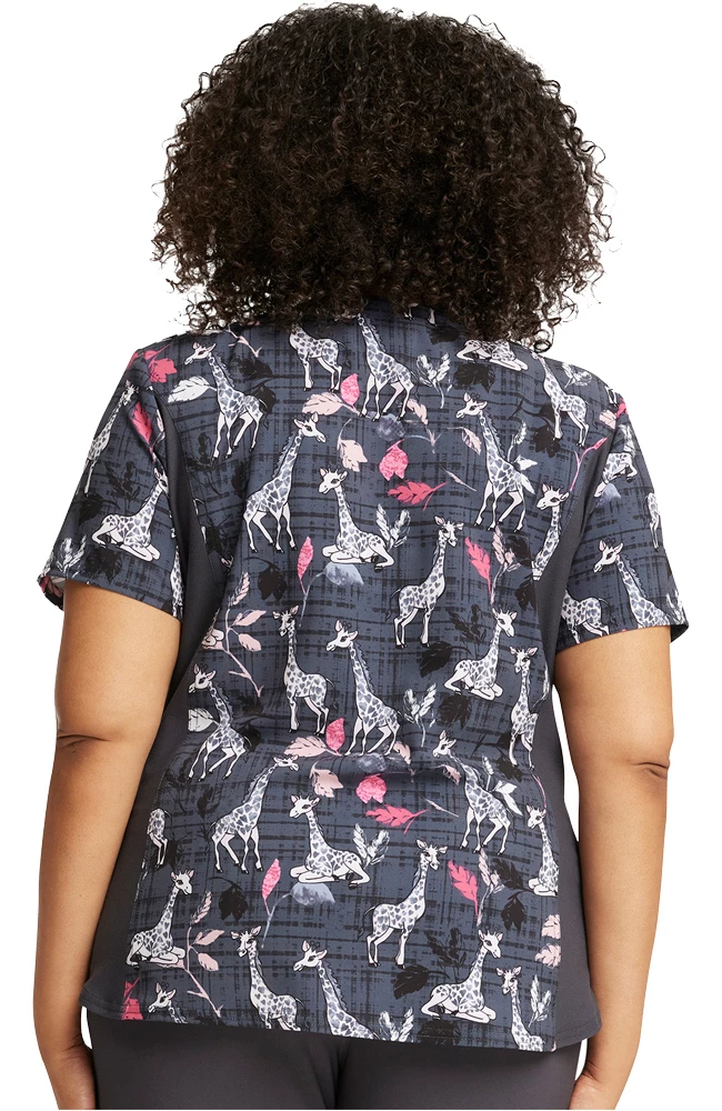 Cherokee Women's Giraffe-Ter My Love Print Scrub Top - Image 2