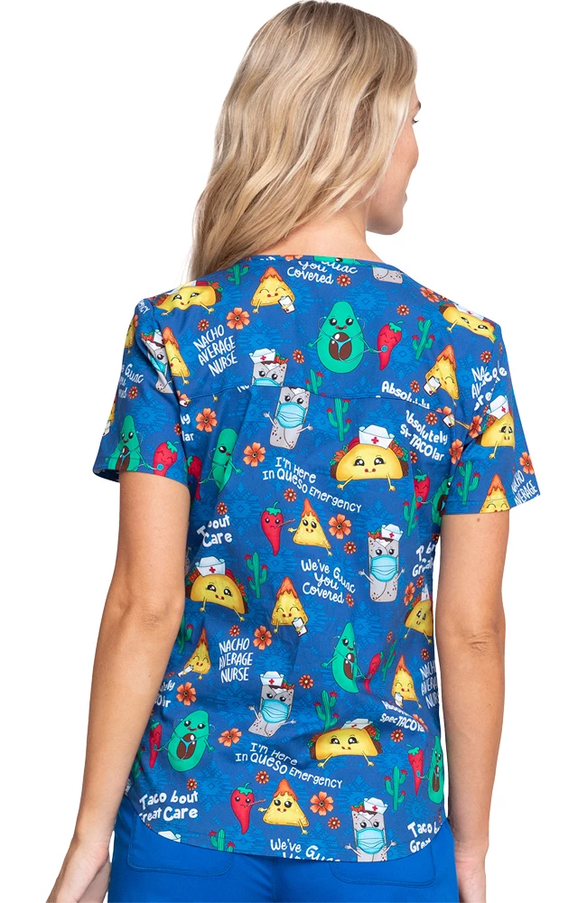 Cherokee Clearance Women's Nacho Average Nurse Print Scrub Top - Image 2