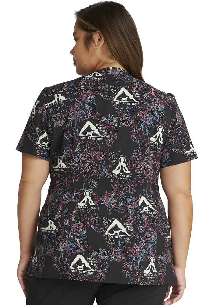 Cherokee Clearance Women's Dog Is My Zen Print Scrub Top - Image 2
