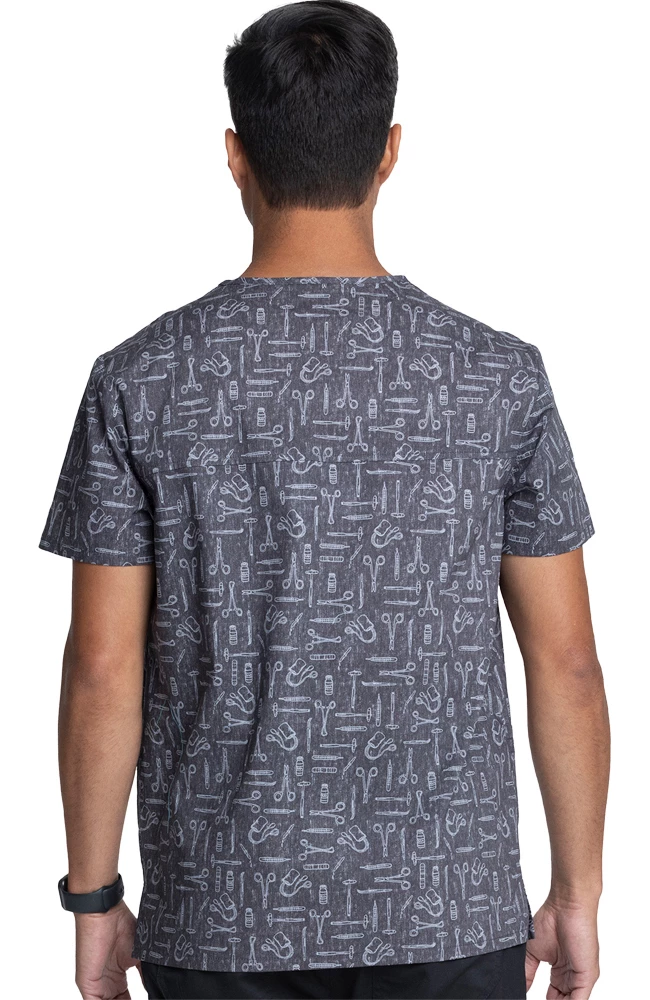 Cherokee Clearance Men's Instrumental Helpers Print Scrub Top - Image 2
