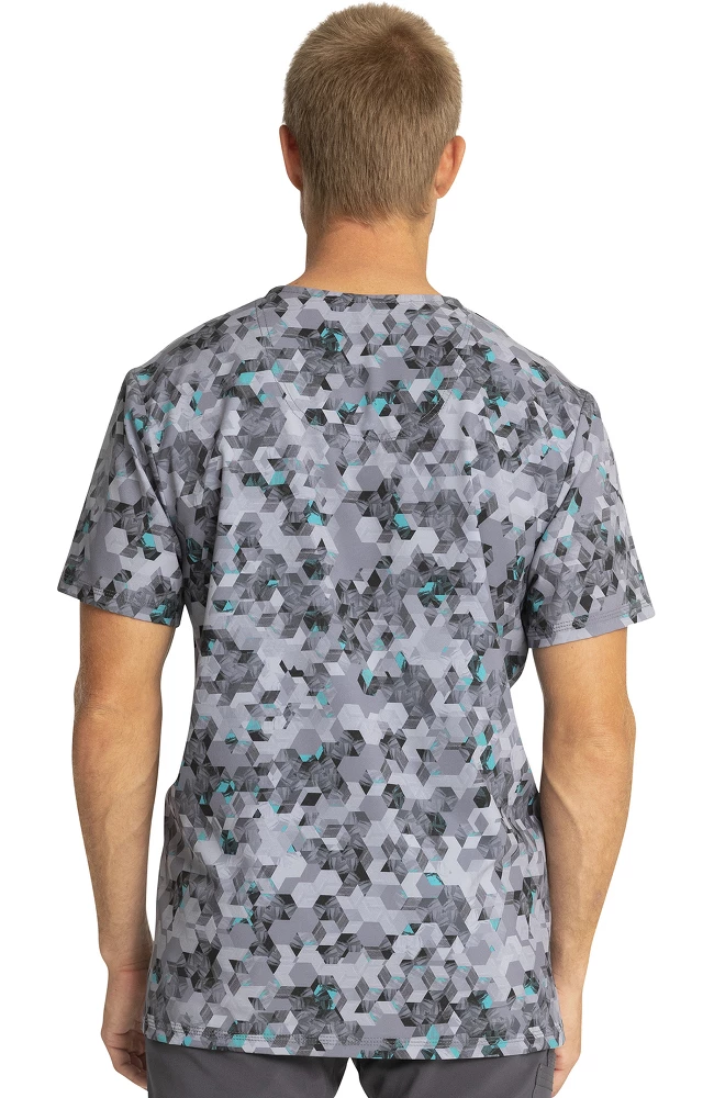 Cherokee Clearance Men's Abstract Ways Print Scrub Top - Image 2