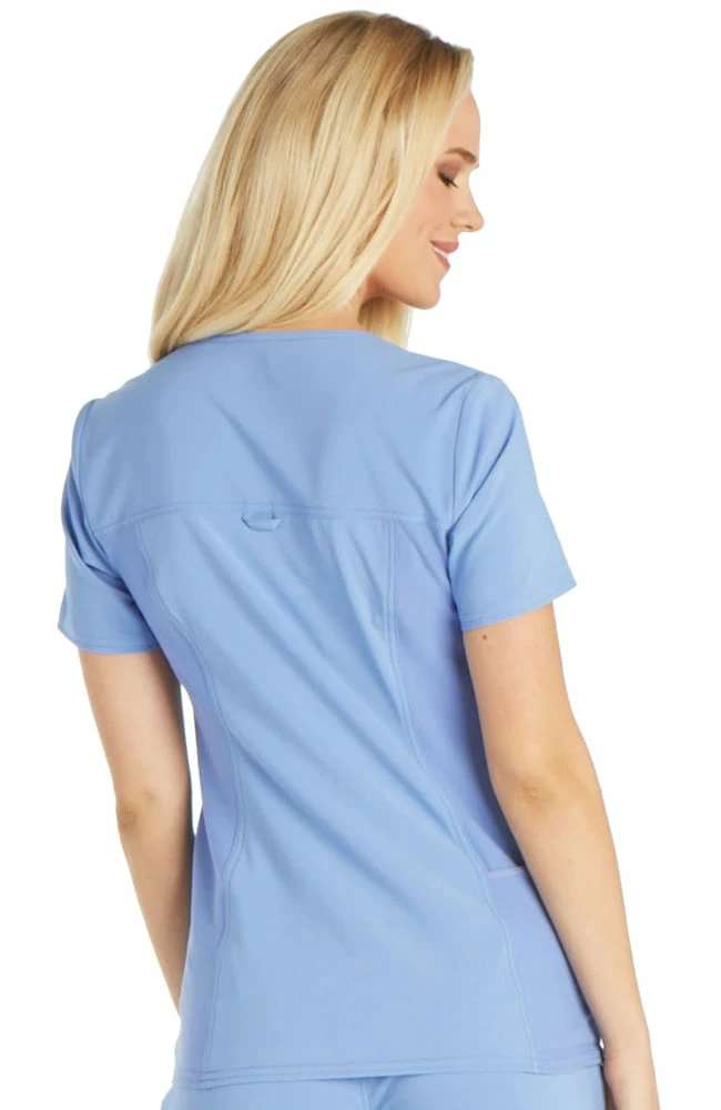 Cherokee Women's V-Neck Knit Back Solid Scrub Top & Knit Waistband Pull On Scrub P - Image 2