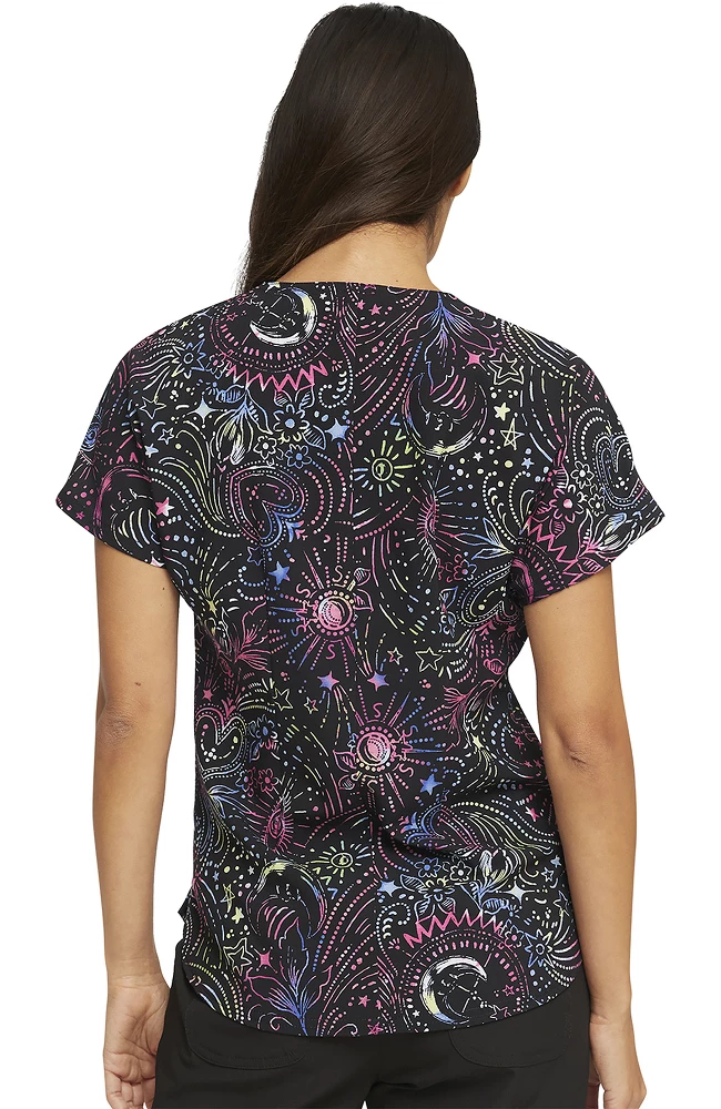 Heartsoul Clearance Women's Round Neck Celestial Twist Print Scrub Top - Image 2